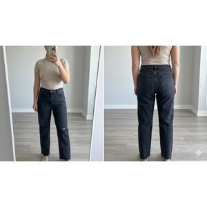 Old Navy Women's 4 O.G. Loose High-Rise Black Ripped Jeans Raw Hem